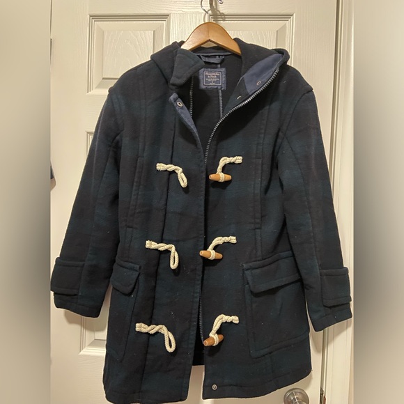 Vintage y2k Abercrombie & Fitch Hooded Mens Small Coat Duffel Toggles - Picture 1 of 7